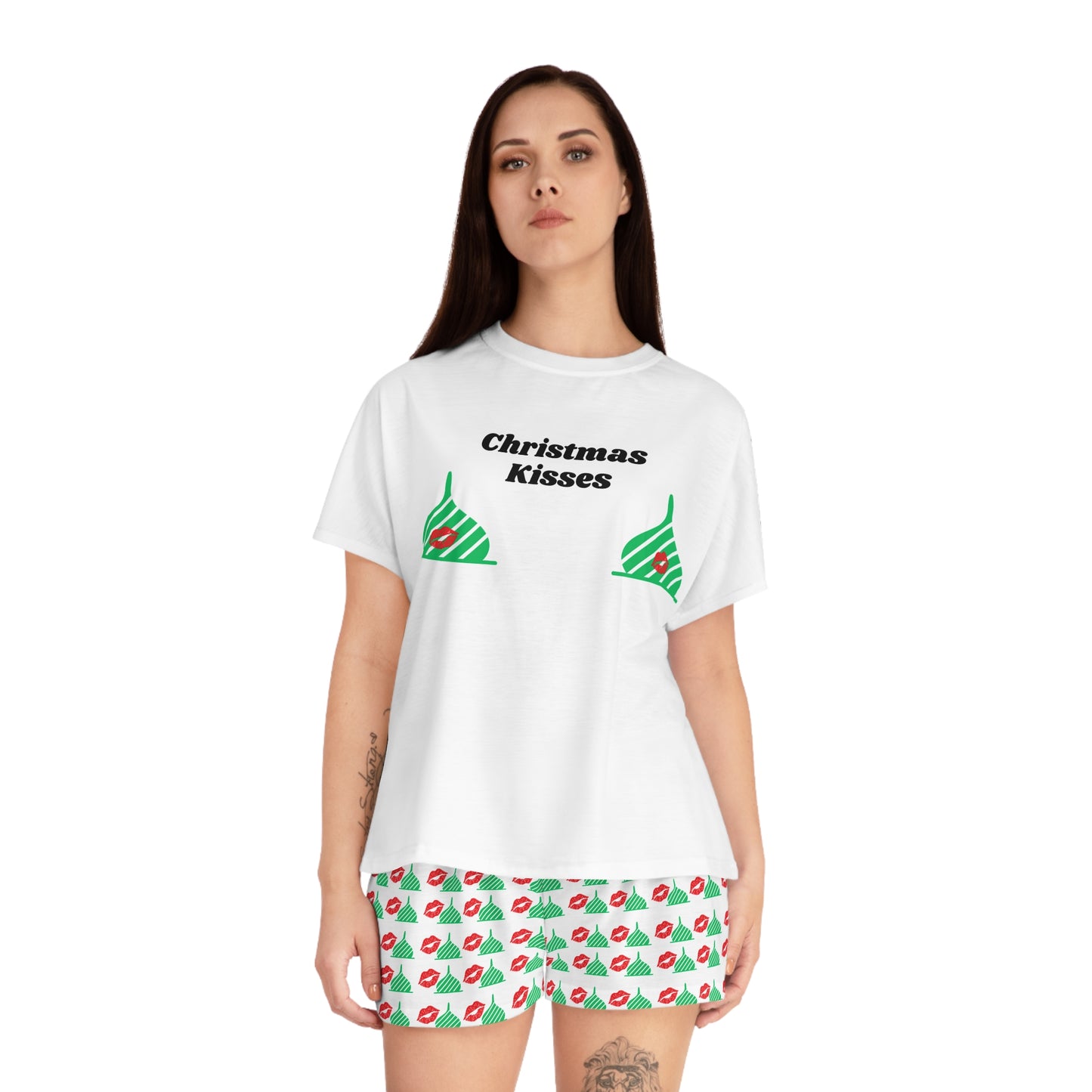 Christmas Kisses Women's Short Pajama Set (AOP)