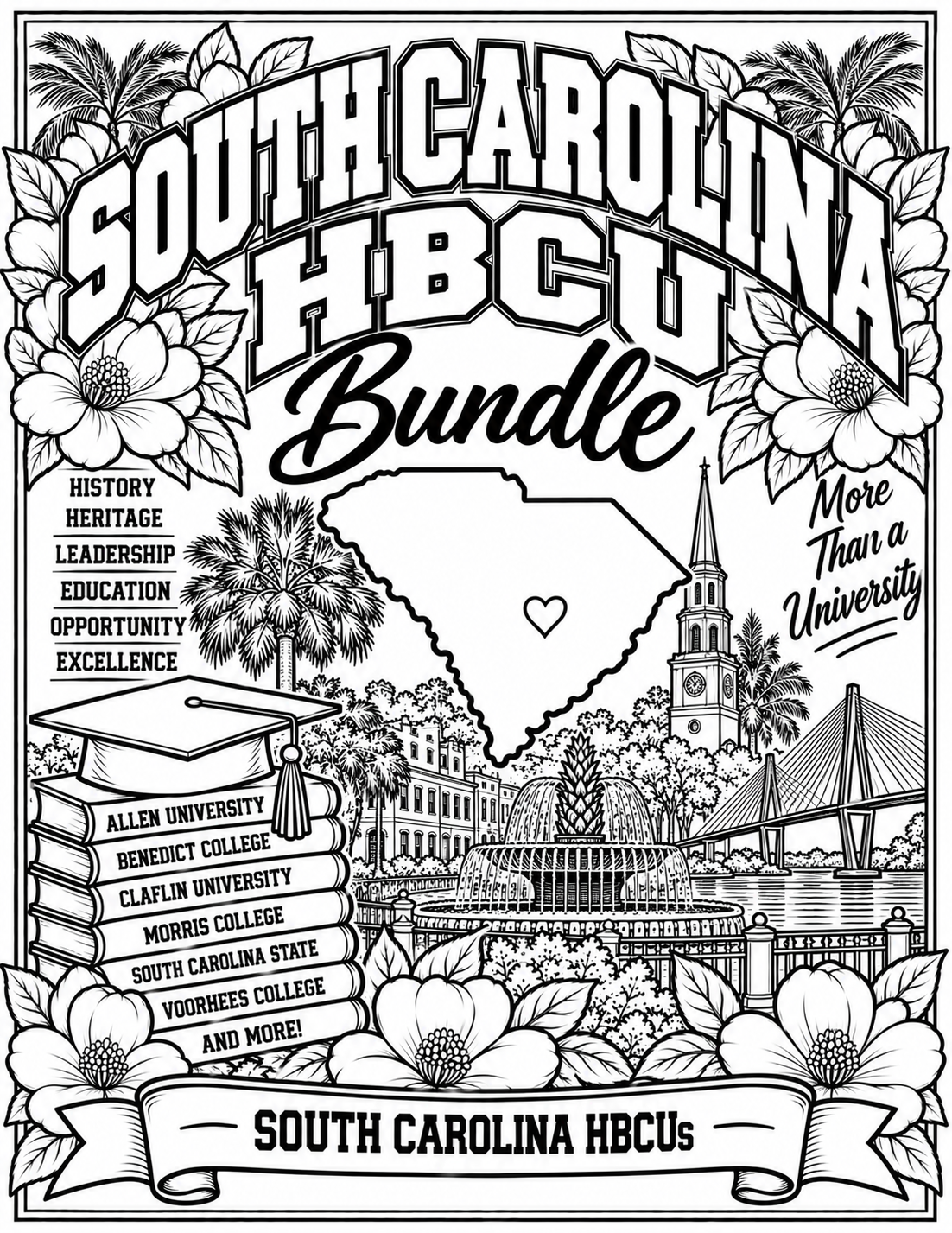 South Carolina HBCUs Coloring Bundle