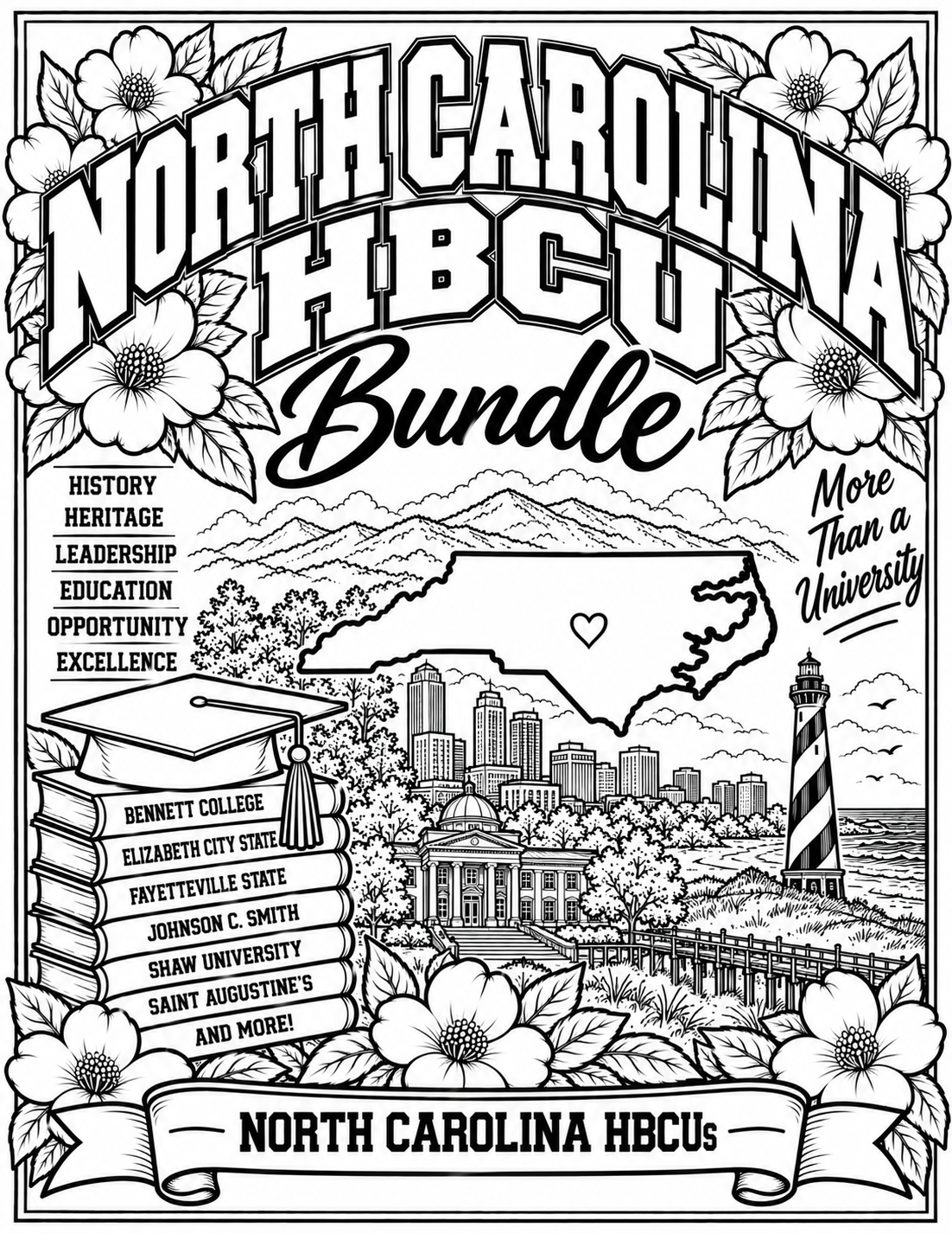North Carolina HBCU Coloring Bundle